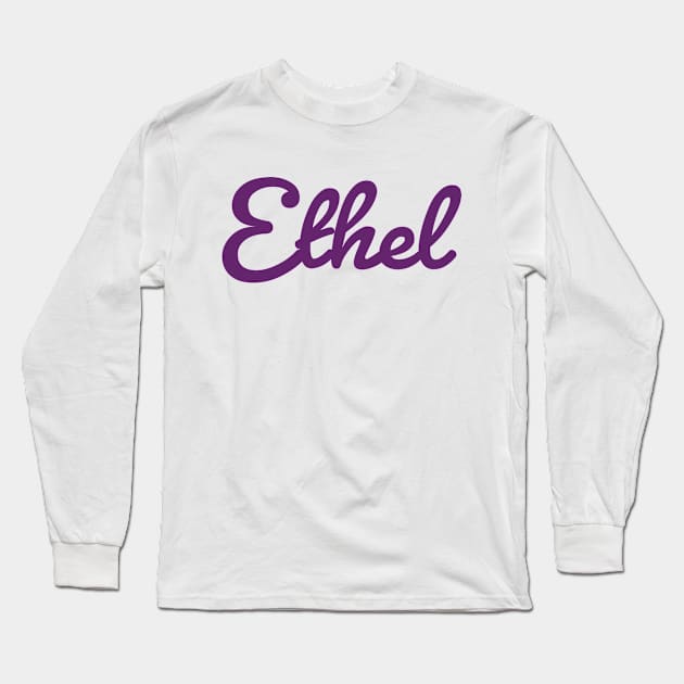 Ethel Name Purple Typography Long Sleeve T-Shirt by ellenhenryart
